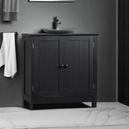 HOMCOM Under Sink Bathroom Cabinet with 2 Doors and Shelf, Pedestal Sink Bathroom Vanity Cabinet, Black