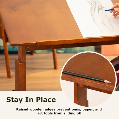 DJAR 42x30 Adjustable Wooden Drafting Table & Art Drawing Desk, Walnut | ...