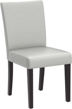 Watson & Whitely Upholstered Kitchen & Dining Room Chairs with Low Back, Faux Leather Armless Dining Chairs with Solid Wood Legs, Set of 2, Light Grey