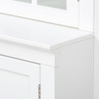Farmhouse Pantry Cabinet with Glass Door–Freestanding Display Hutch with Storage&Lattice Window,Elegant Storage Cabinet for Kitchen Living Room or Entryway (23.65''w Single Door)