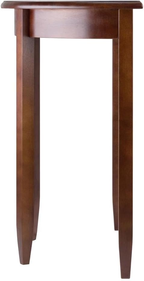 Furnifact Solid Wood Half Moon Table in Antique Walnut Finish, Elegant Small ...