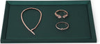 Flat Tray For Jewelry, Premium Green Leather Jewelry Tray, Large Jewelry Display Tray For Watch, Necklace, Ring, Pendants