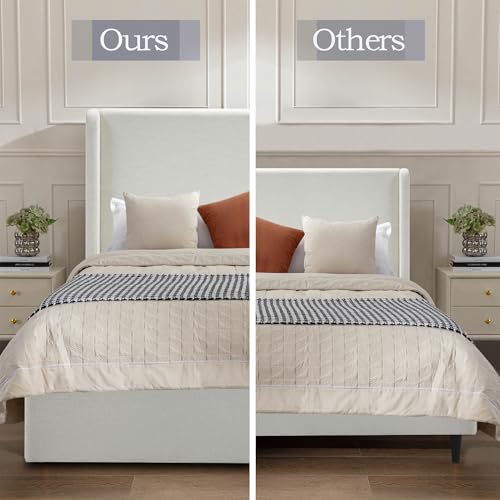 Full Size Upholstered Platform Bed Frame, 53.5" High Headboard Carmen Wi...