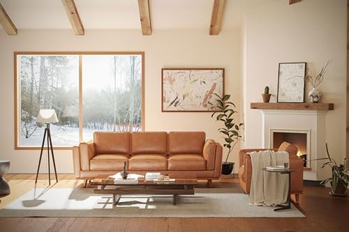 Valencia Artisan Full Leather Sofa 88” - Pure Full Italian Nappa Leather Couc...