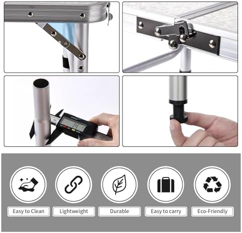 Folding Camping Table, Adjustable Height Portable Picnic Table, 24"x 16&...