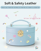 VLANDO Musical Jewelry Box for Girls, Arc Design with Spinning Ballerina | Large Compartment for Small Treasures, Plays Canon Melody, Built-In Mirror and Soft Carry Handle, Birthday Christmas Gift