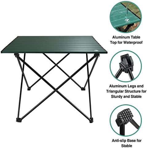 VILLEY Portable Camping Side Table, Ultralight Aluminum Folding Beach Table