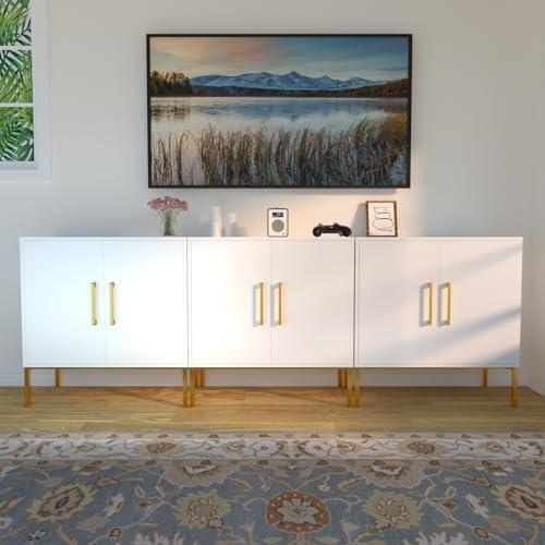 JOZZBY Buffet Sideboard Cabinet Set of 3 with Storage and Adjustable Shelves,...