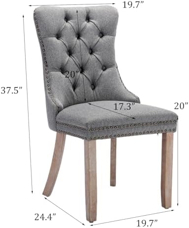 Dining Table and Dining Chair Set 23.6" White Round Table&2 Linen Fa...