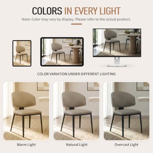 Dining Chairs Set of 6, Faux Leather Dining Chairs, Milk Coffee