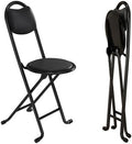 2pcs Tall Folding Stool with High Backrest, 29''Heavy Duty Foldable Stools w/ Cushioned Padded, Black Metal Folding Bar Stools,Collapsible Stool Chair for Outdoor Indoor Kitchen Wedding Cafe (2)
