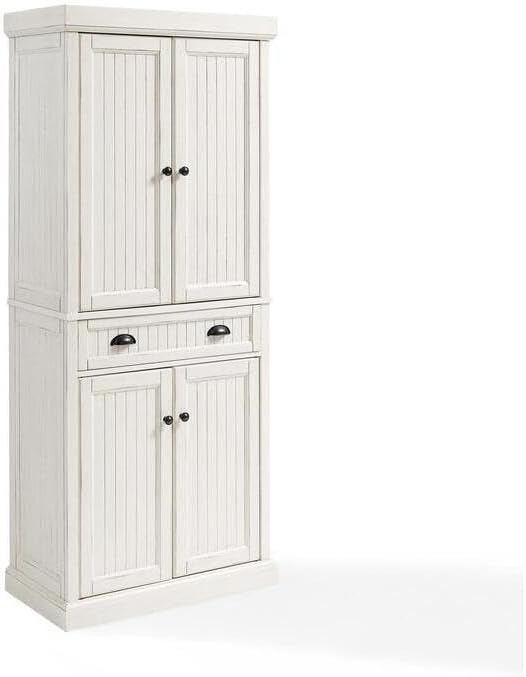 HomeStock Kitchen Pantry Cabinet - Large Storage, Adjustable Shelves, Distres...