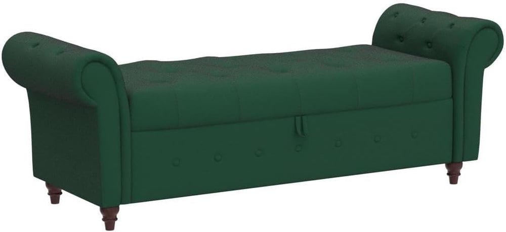 NIOIIKIT 63'' Storage Ottoman Bench Tufted Entryway Bench Dark Green ...