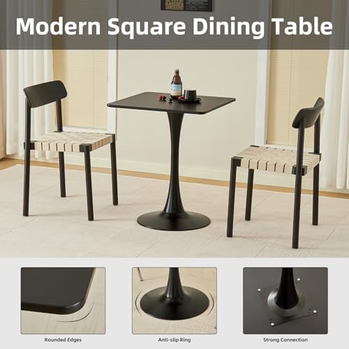 Square Dining Table, 24" Tulip Table (Black)