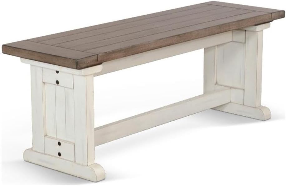 Pemberly Row Modern/Contemporary Farmhouse Wood Dining Bench, Solid Wood, Stu...