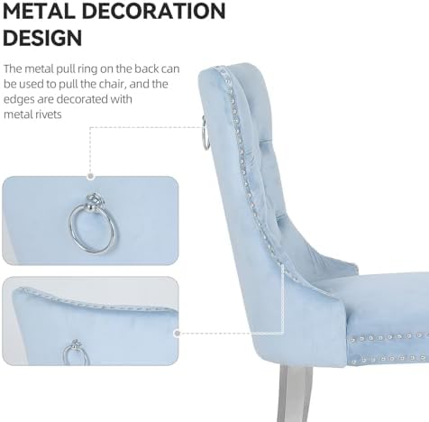 Velvet Dining Chairs Set of 4,Upholstered Dining Room Chairs with Stainless S...