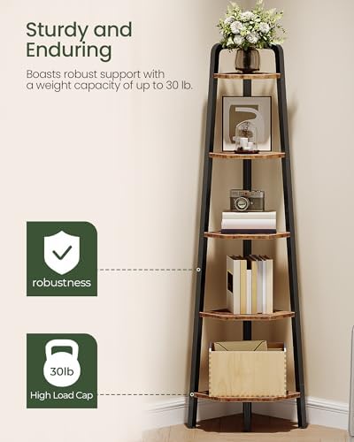 CHOEZON Corner Shelf, 5-Tier Ladder Corner Shelf, Ladder Bookshelf, 59.6&quot...