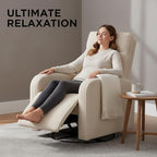 Swivel Rocker Chair, 360°Swivel Rocker Chairs with High Back Arms, Rocking Lazy Boy Chairs, Upholstered Swivels Corduroy Glider for Living Room, Bedroom, Nursing, Beige