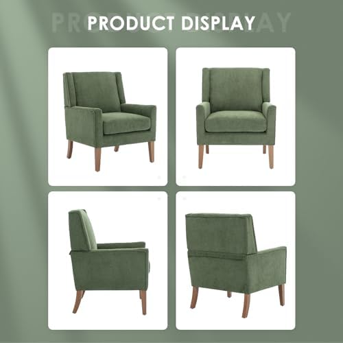 COLAMY Modern Wingback Living Room Chair, Upholstered Fabric Accent Armchair,...