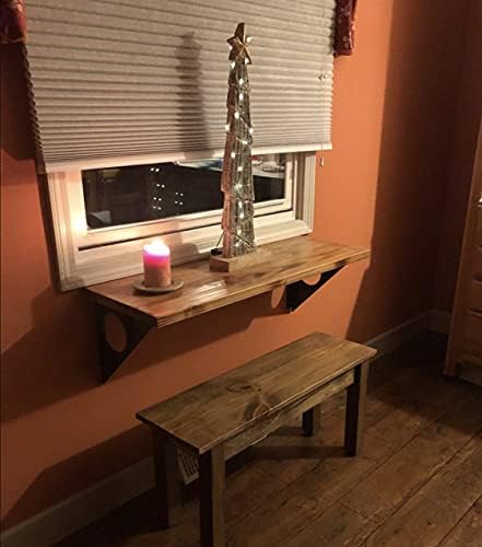 Industrial Rustic Wall-Mounted Table, Dining Table Desk, Pine Wood Wall-Mount...