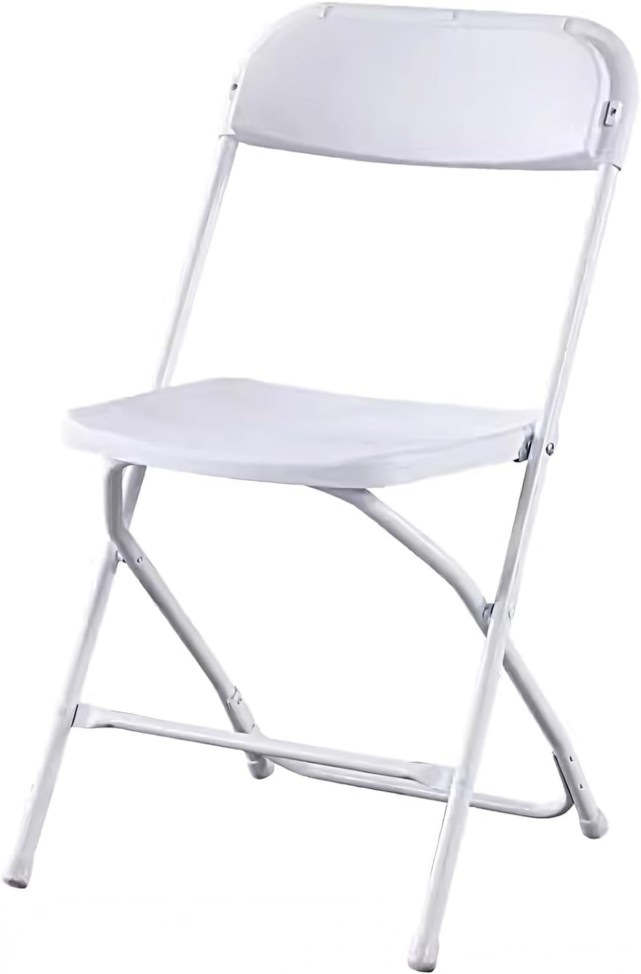 PP Plastic Folding Chair, Indoor Outdoor Portable Stackable Commercial Seat with Steel Frame 350lb.(White)