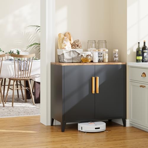 Letaya Metal Storage Cabinet with Doors, Small Kitchen Office Credenza