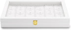 Oirlv White Jewelry Organizer Box with Acrylic Lid Ring Display Storage Case Jewelry Box for Women
