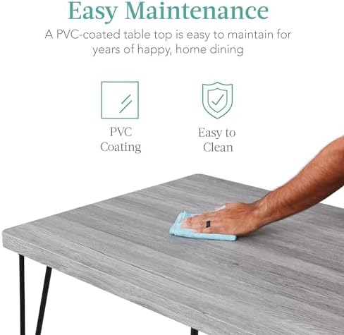 Best Choice Products 5-Piece Metal and Wood Indoor Modern Rectangular Dining ...