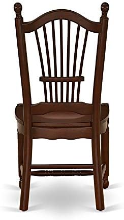 East West Furniture DOC-MAH-W Dover Kitchen Dining Chairs - Slat Back Wood Se...