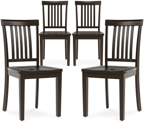 COLAMY Wooden Dining Chairs Set of 4, Spindle High Back Windsor Kitchen Side ...