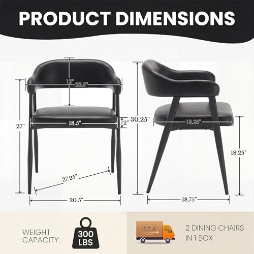 HNY Modern Dining Room Arm Chairs Set of 6, Retro Faux Leather Upholstered Ba...
