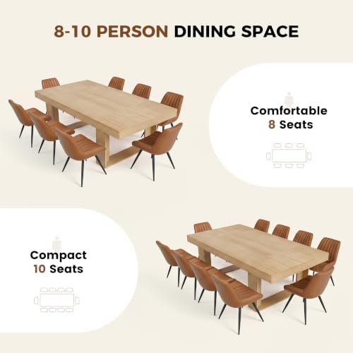 Miereirl 7-Piece Modern Farmhouse Dining Table Set, 86.6" x 47.2" S...