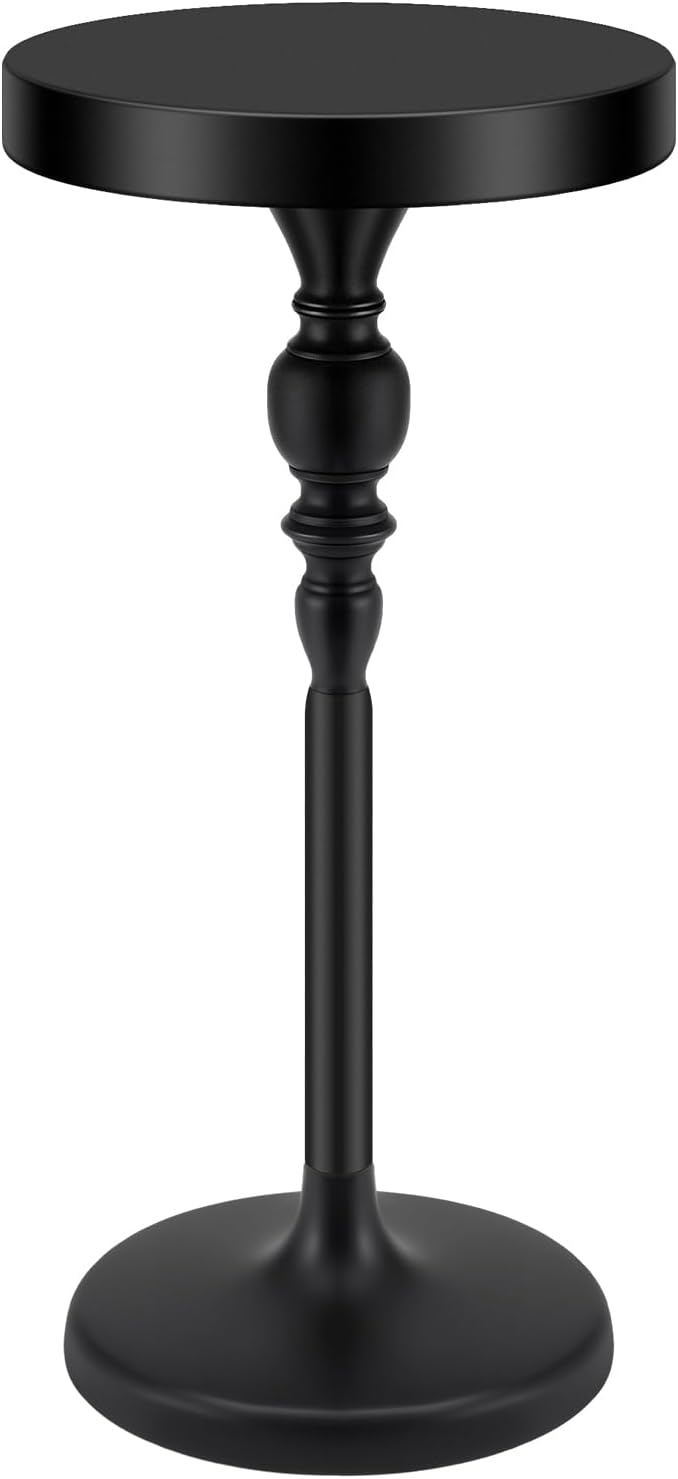 CroBlissful Black Metal Martini Table 9.5 x 9.5 x 20.5 Inches Round Drink Tab...