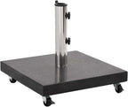 Granite Parasol Base 66.1 lb Square Black Heavy Duty Umbrella Stand with 2 Locking Bolts, 1 Adapter for 1.5"/1.9" Poles, 4 Castors for Easy Movement