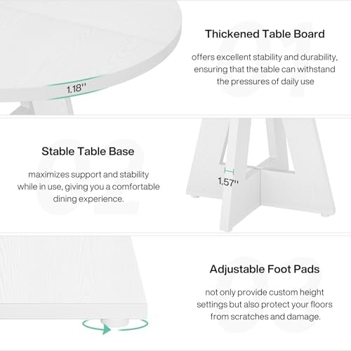 Tribesigns 47 inch Round Dining Table Wood Kitchen Table for Dining Room, 47&...