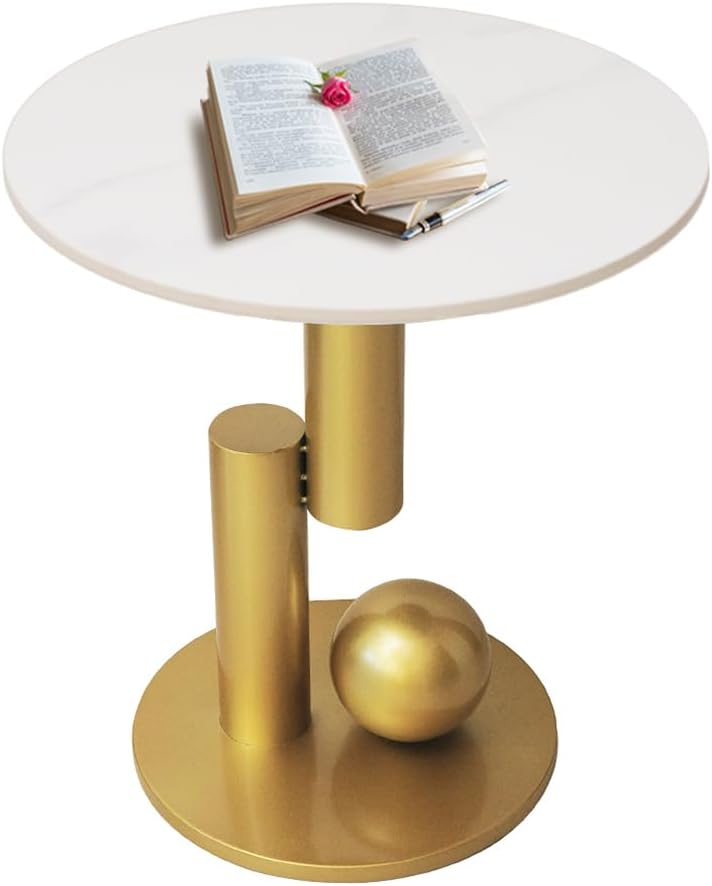 Side Table with Marble Top Metal White End Table Modern Sofa Side End Table C...