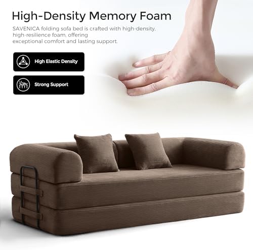 79" Convertible Futon Sofa Bed, Couch for Living Room | Brown | Folding ...