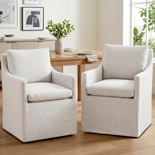DUHOME Upholstered Dining Chairs Set of 2,Linen Accent Chair for Living Room,...