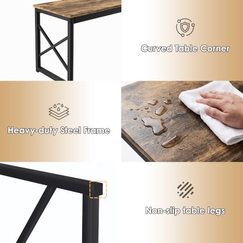 VECELO 43.3" Kitchen Dining Table Set for 4, Heavy-Duty Steel Frame &amp...
