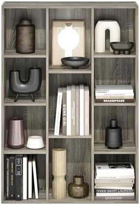 Furinno LUDER Book Shelf, 11-Cube Bookshelf, Reversible Bookcase, 9.4 x 29.1 ...