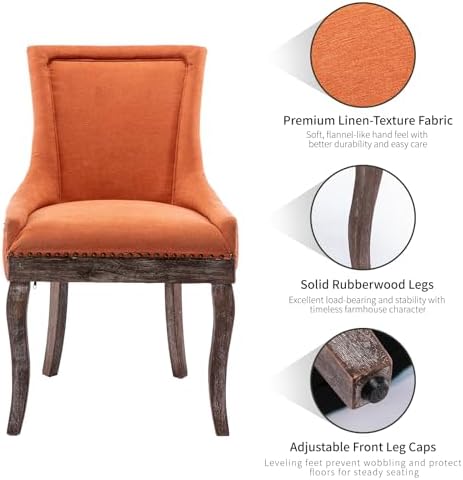 Modern Dining Chairs Set of 4, Fabric Upholstered High Back Chairs with Nailh...