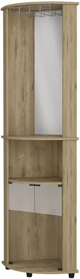 Farmhouse Rustic Corner Cabinet, Storage Locker 3-Tier Shelf with Glass Rack,...