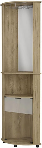 Farmhouse Rustic Corner Cabinet, Storage Locker 3-Tier Shelf with Glass Rack,for Kitchen Home