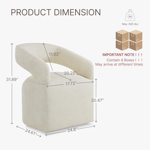 KISLOT Upholstered Dining Chairs Set of 4, Modern Arm Kitchen & Dining Ro...