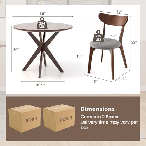 ERGOMASTER 3-Piece Dining Table Set for 2, 36" Kitchen Round Table with ...