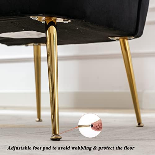 DUOMAY Modern Accent Chair Set of 2 Velvet Slipper Chair with Gold Legs Wingb...