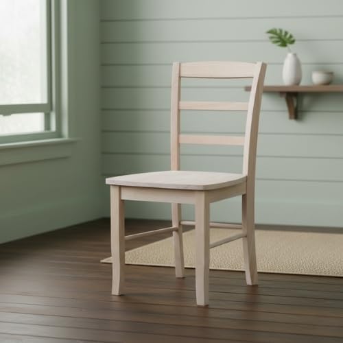 IC International Concepts Set of 2 Madrid Solid Wood Chairs, Unfinished
