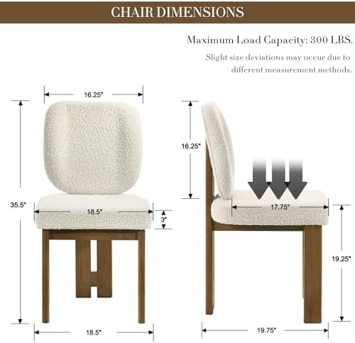 CIMOTA Modern Boucle Dining Chairs Set of 4, Upholstered Armless Side Chairs ...