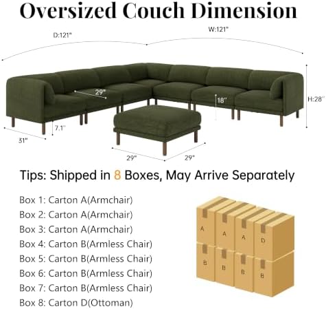 Cloud Sectional Couches for Living Room,Modular Sectional Sofa,Green | Extra ...