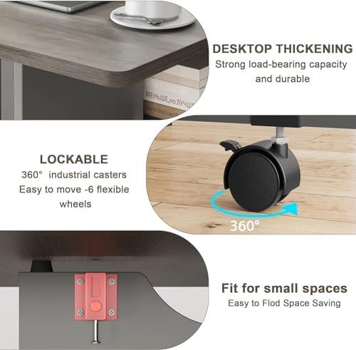 IDEALHOUSE FoldingTable, Drop Leaf Dining Table with 6 Wheels and 2-Layer Sto...